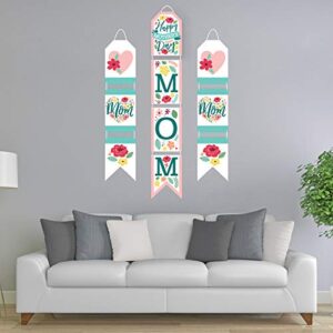 Big Dot of Happiness Colorful Floral Happy Mother's Day - Hanging Vertical Paper Door Banners - We Love Mom Party Wall Decoration Kit - Indoor Door Decor