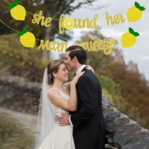 She Found Her Main Squeeze Banner for Lemon Theme Bridal Shower Bride to Be Bachelorette Wedding Engagement Party Supplies