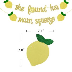 She Found Her Main Squeeze Banner for Lemon Theme Bridal Shower Bride to Be Bachelorette Wedding Engagement Party Supplies