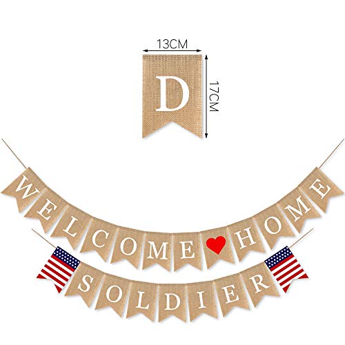 SWYOUN Burlap Welcome Home Soldier Banner Military Army Family Homecoming Party Decorations