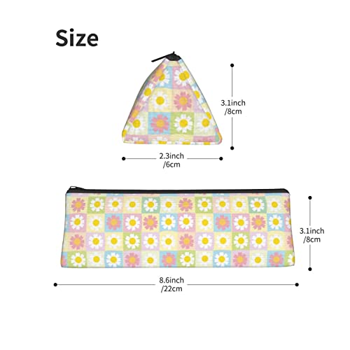 TumzfhQ Pencil Pouch Triangle Small Pen Case Pencil Bag Organizer Zipper Multi Function for Teen Girls Boys Kids Office Cute Floral