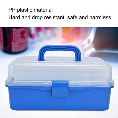 Storage Toolbox 3 Layer Plastic Storage Box Portable Folding Handheld Tool Organizer with Transparent Cover for Indoor Outdoor