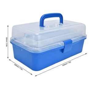 Storage Toolbox 3 Layer Plastic Storage Box Portable Folding Handheld Tool Organizer with Transparent Cover for Indoor Outdoor