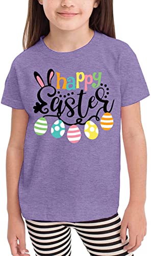 Happy Easter T Shirt Toddler Baby Girls Boys Bunny Rabbit Graphic T-Shirt Easter Egg Letter Print Tees Tops Purple