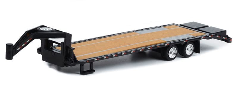 Greenlight 30390 Gooseneck Trailer - Black with Red and White Conspicuity Stripes (Hobby Exclusive) 1:64 Scale Diecast