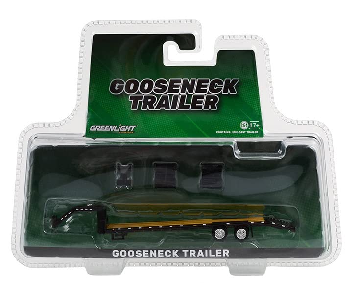 Greenlight 30390 Gooseneck Trailer - Black with Red and White Conspicuity Stripes (Hobby Exclusive) 1:64 Scale Diecast