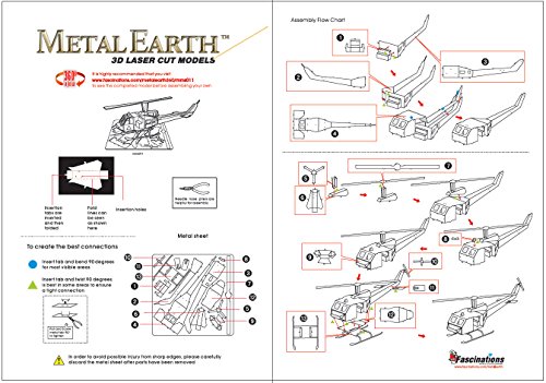 Metal Earth Huey UH-1 Helicopter 3D Metal Model Kit Fascinations