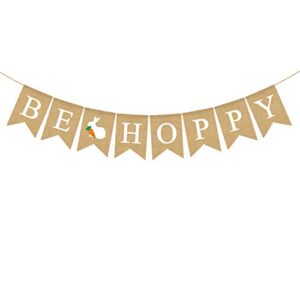 rainlemon jute burlap be hoppy banner with bunny spring easter party decoration supply