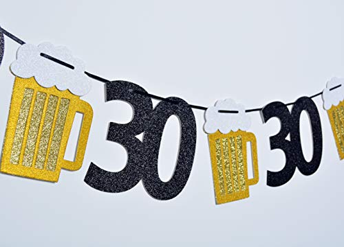 Beer birthday Glitter Banner, Beer Garland - Cheers to 30 Years Banner, 30th Birthday Banner - 30th birthday Decor