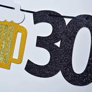 Beer birthday Glitter Banner, Beer Garland - Cheers to 30 Years Banner, 30th Birthday Banner - 30th birthday Decor