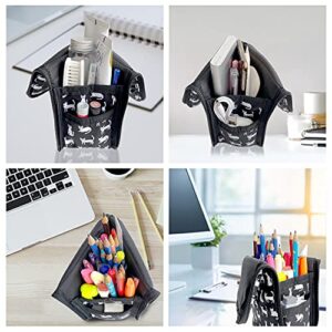 SEESOCUE Standing Pencil Case Large Capacity Pen Bag for Office Adult Big Storage Markers Holder for College Students Pencil Pouch for Girls & Boys School Stationery Organizer (Black Cats)