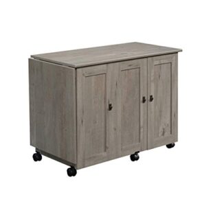 Sauder Miscellaneous Storage Craft & Sewing Armoire, L: 35.112" x W: 21.81" x H: 61.58", Mystic Oak Finish & Miscellaneous Storage Sewing/Craft Cart, Mystic Oak Finish