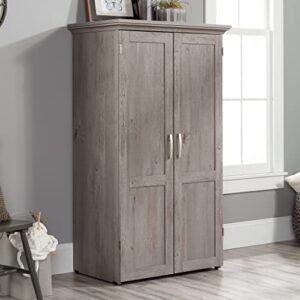 Sauder Miscellaneous Storage Craft & Sewing Armoire, L: 35.112" x W: 21.81" x H: 61.58", Mystic Oak Finish & Miscellaneous Storage Sewing/Craft Cart, Mystic Oak Finish