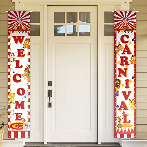 PAKBOOM Welcome Carnival Circus Yard Sign Door Banner Carnival Theme Birthday Party Decorations Supplies for Kids Adults Family
