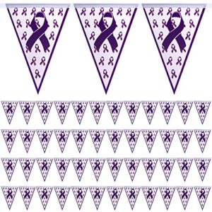 Remerry 7 Pcs Purple Awareness Ribbon Banner Pancreatic Cancer Awareness Purple Awareness Ribbon Banner Alzheimer's Hope Faith Strength Courage Banner Porch Sign Background Party Wall Decor Supplies