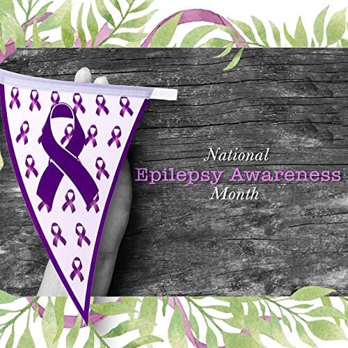 Remerry 7 Pcs Purple Awareness Ribbon Banner Pancreatic Cancer Awareness Purple Awareness Ribbon Banner Alzheimer's Hope Faith Strength Courage Banner Porch Sign Background Party Wall Decor Supplies