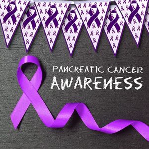 Remerry 7 Pcs Purple Awareness Ribbon Banner Pancreatic Cancer Awareness Purple Awareness Ribbon Banner Alzheimer's Hope Faith Strength Courage Banner Porch Sign Background Party Wall Decor Supplies