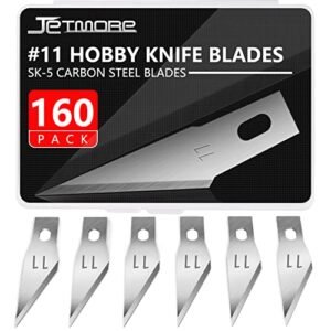 jetmore 160 pack hobby blades, #11 hobby knife replacement blades, precision replacement craft exacto knife blades hobby knife blades refills for art, craft, scrapbooking, cutting, carving