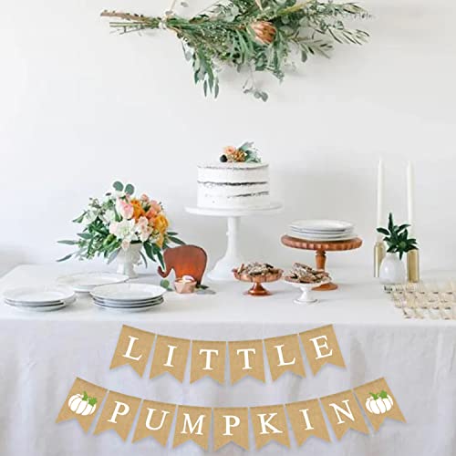 Gankbite Little Pumpkin Burlap Banner Baby Shower Garland White Pumpkin Decoration Rustic Bunting Sign