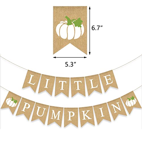 Gankbite Little Pumpkin Burlap Banner Baby Shower Garland White Pumpkin Decoration Rustic Bunting Sign