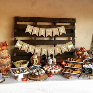 Gankbite Little Pumpkin Burlap Banner Baby Shower Garland White Pumpkin Decoration Rustic Bunting Sign