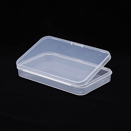 UUYYEO 4 Pcs Mini Clear Storage Containers Rectangle Plastic Box Empty Hinged Boxes Small Bead Storage Case for Jewelry