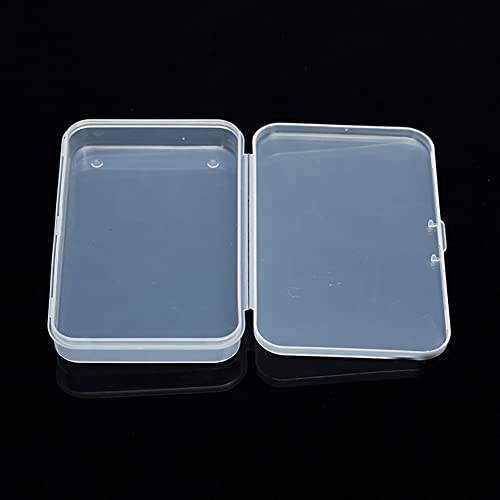 UUYYEO 4 Pcs Mini Clear Storage Containers Rectangle Plastic Box Empty Hinged Boxes Small Bead Storage Case for Jewelry
