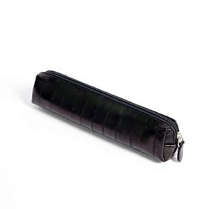 eel skin leather compact pen case (black)
