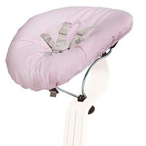 nomi baby coffee with pink cushion, newborn bouncer accessory for high chair, seamlessly adjusts from lay flat to more upright position, bouncer seat elevates baby to the height of the table, 5.5 lb