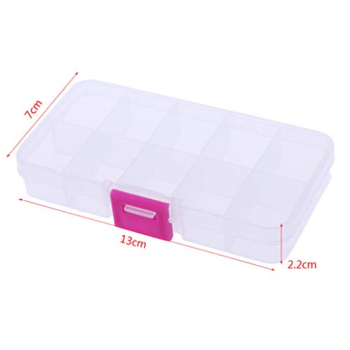 KerDejar 10 Compartments Clear Plastic Storage Box Jewelry Bead Screw Organizer Container Transparent, app.13cmx7cmx2.2cm/5.12inx2.76inx0.87in