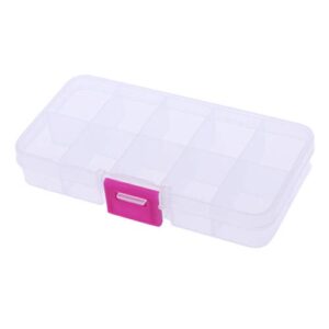 KerDejar 10 Compartments Clear Plastic Storage Box Jewelry Bead Screw Organizer Container Transparent, app.13cmx7cmx2.2cm/5.12inx2.76inx0.87in