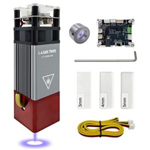 laser tree 40w laser module, 5w optical output power laser cutter module w/metal air assist, compatible with laser engraver laser cutter machines cnc, 45mm fixed focus 12v