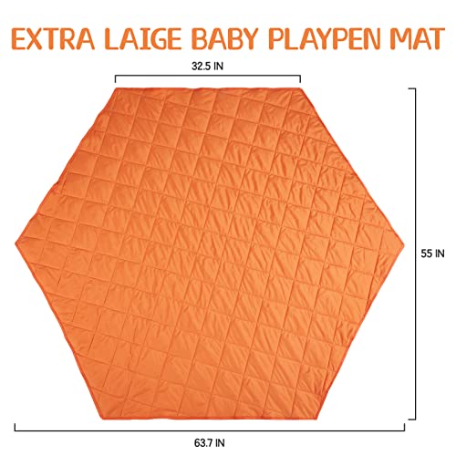 Hexagon Baby Play Mat Cover for CELETOY Portable Play Yard 64 Inch Soft, Washable, Hexagonal Mats - Portable for Indoor and Outdoor Play