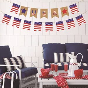 J.H LIVING 2 Pcs U.S. Flags Holiday Supplies Red White Blue Stars Banner July 4 Fourth of July Patriotic Hangings Baby Welcoming Party Decorations (A)