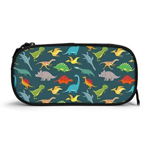 virtualshelf dinosaur pattern big capacity pen case with zipper large storage pencil pouch for girl boy business office(black), one size