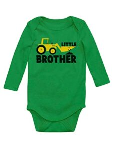 tstars little brother tractor loving boys baby long sleeve bodysuit 6m green