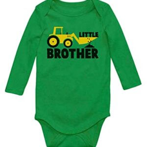 Tstars Little Brother Tractor Loving Boys Baby Long Sleeve Bodysuit 6M Green