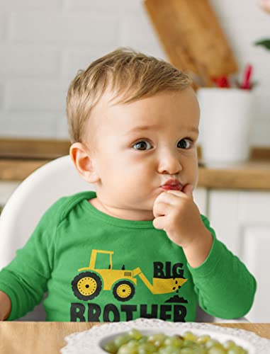 Tstars Little Brother Tractor Loving Boys Baby Long Sleeve Bodysuit 6M Green