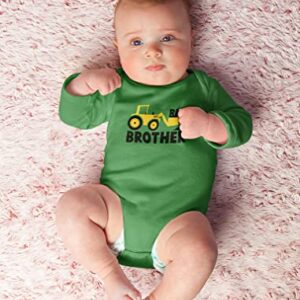 Tstars Little Brother Tractor Loving Boys Baby Long Sleeve Bodysuit 6M Green