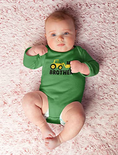 Tstars Little Brother Tractor Loving Boys Baby Long Sleeve Bodysuit 6M Green