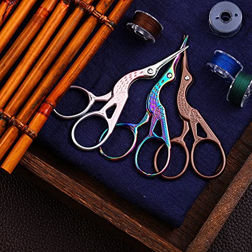 Embroidery Scissors Rainbow Stork Scissors Crane Scissors Stainless Steel Small Craft Scissors DIY Tools Dressmaker Shears for Embroidery Sewing(Multiple Color,10)