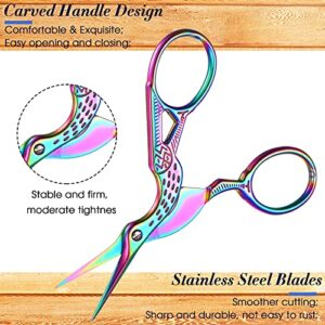 Embroidery Scissors Rainbow Stork Scissors Crane Scissors Stainless Steel Small Craft Scissors DIY Tools Dressmaker Shears for Embroidery Sewing(Multiple Color,10)