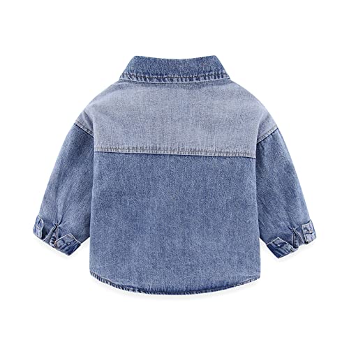 Hresadio Baby Boys Girls Denim shirt Kids Toddler Button Down Jeans Jacket Top Coat Outerwear(Blue 3-4T)