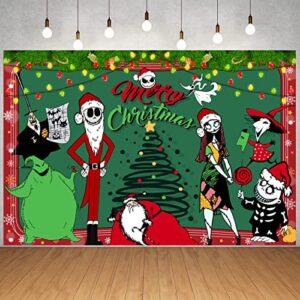 nightmare before christmas backdrop jack skellington large photo booth banner for photography background party supplies wall decorations-5x3ft