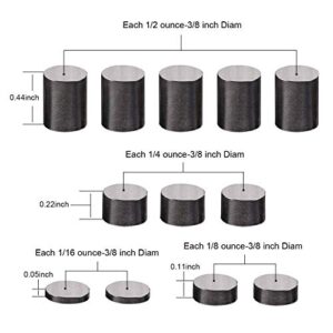 BBTO 12 Pieces, 3.625 oz. Tungsten Weights 3/8 Inch Incremental Cylinders Car Incremental Weights Compatible with Pinewood Car Derby Weights