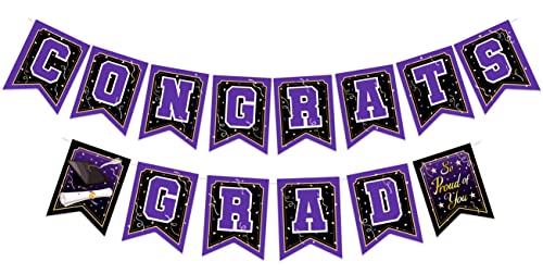 Treasures Gifted Purple Graduation Banner 2023 - Graduation Party Supplies - Graduation Decorations Class of 2023 - Graduation Party Supplies - Congratulations Banner Purple - Congrats Grad Banner