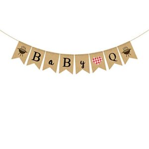 rainlemon baby q banner burlap bbq baby shower gender reveal party decoration supply