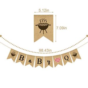 Rainlemon Baby Q Banner Burlap BBQ Baby Shower Gender Reveal Party Decoration Supply