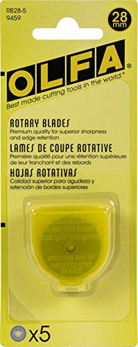 OLFA Rotary Fabric Cutter 28MM with 5 Blade Refill For Quilting, Sewing, and Crafts