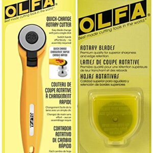 OLFA Rotary Fabric Cutter 28MM with 5 Blade Refill For Quilting, Sewing, and Crafts